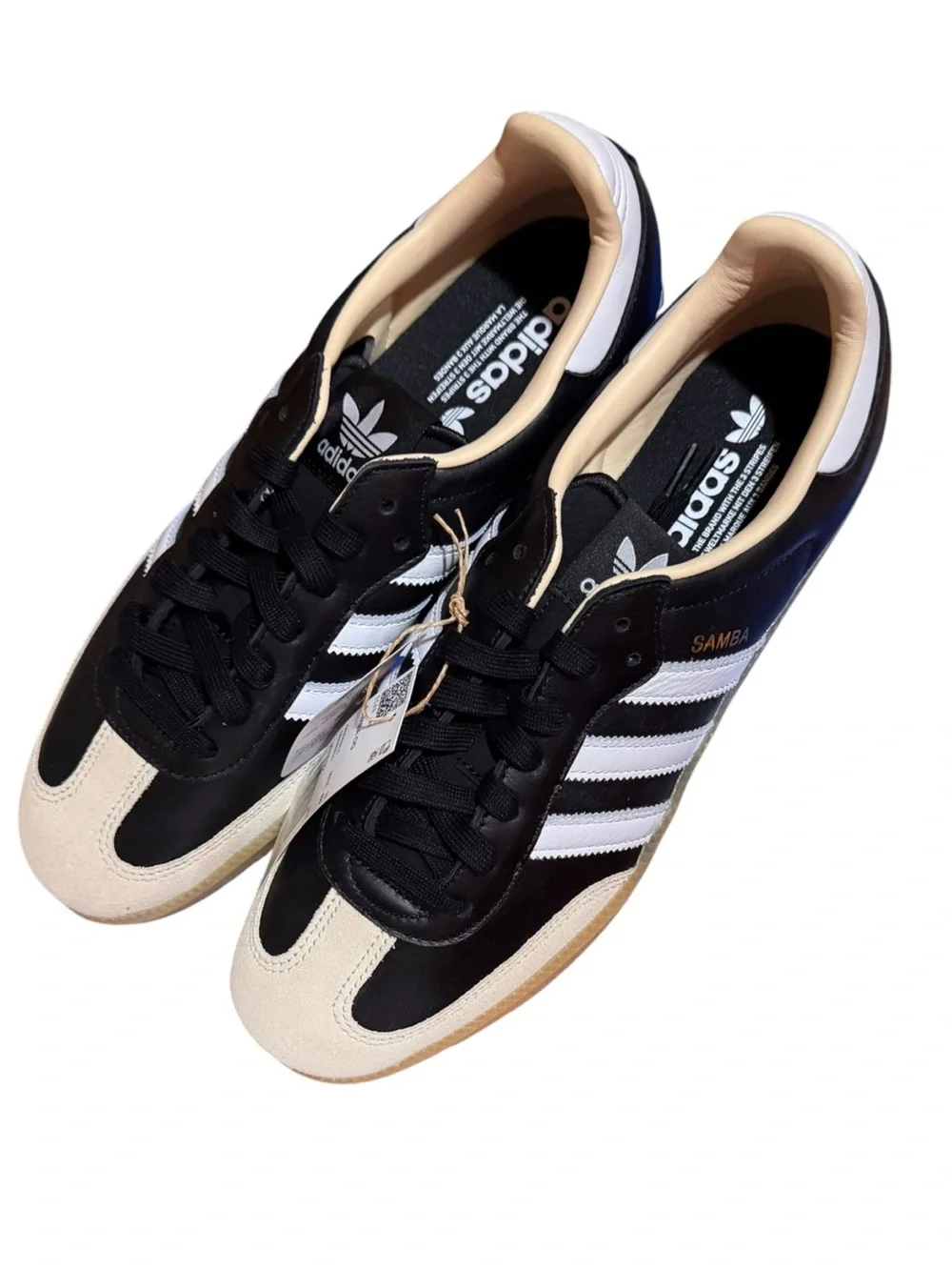 Men’s Original Adidas Samba Black, White & Tan Sneakers Size 10.5